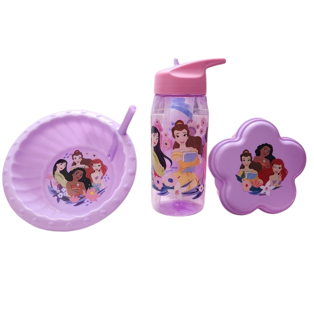 Zak! Disney Princess' Girls Water Bottle‎ Snack Container Cereal Sippy Bowl